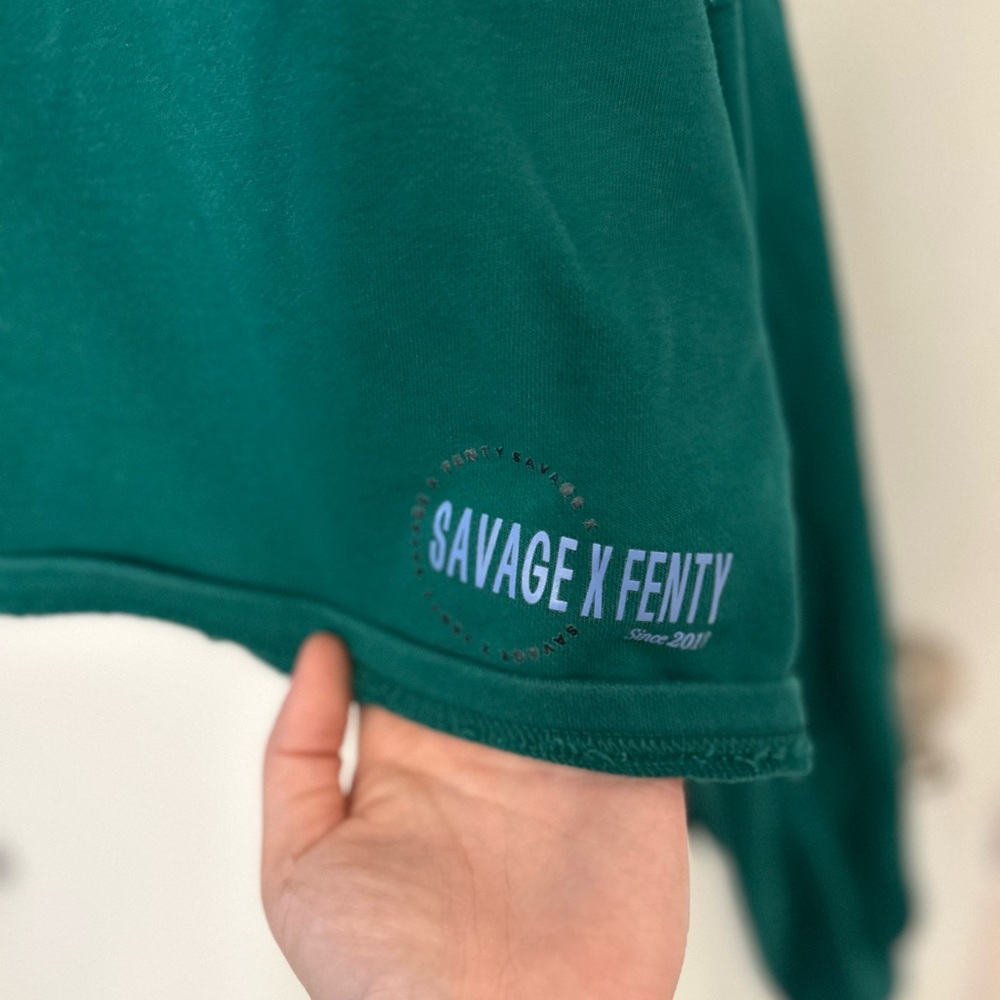Savage x Fenty Green Cropped Sweatshirt - Picture 6 of 11